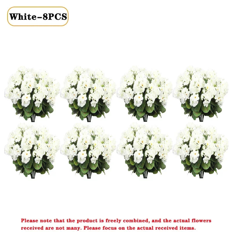 1-8PCS UV Resistant Artificial Begonia Flowers – Realistic Faux Outdoor Flower Heads for Garden, Porch, Patio, Wedding Decor & Floral Arrangements