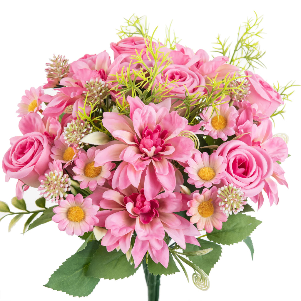 Artificial Dahlia Rose Bouquet – Silk Faux Flowers