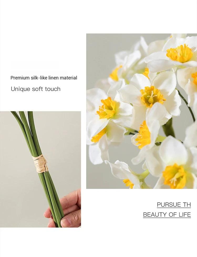 6/18PCS Realistic Faux Daffodil Flowers Bulk – Polyurethane Artificial Daffodil Bouquet