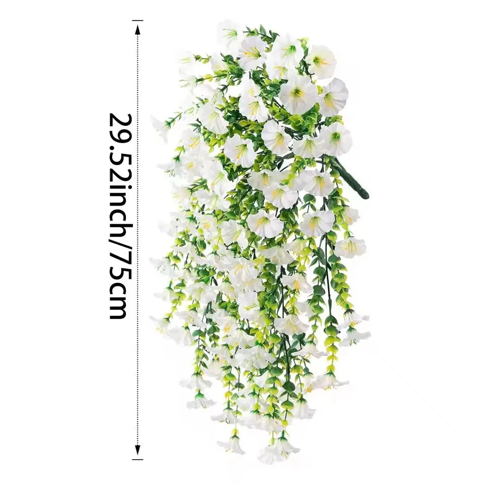 1/10PCS Artificial Morning Glory Hanging Flowers – UV Resistant Faux Petunia Vine Plants for Outdoor Wall, Garden, Porch, Wedding & Home Decor