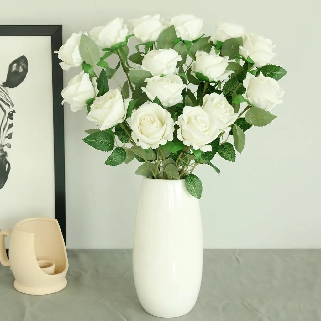 50PCS Velvet Artificial Roses – Real Touch Faux Rose Bouquet for Valentine’s Day, DIY Wedding Bouquets, Party Decorations, Home Decor Floral Arrangements