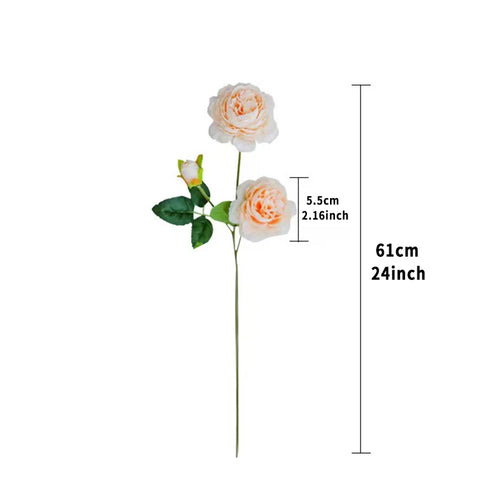 3 Head Artificial Peony & Rose Bouquet – Pink White Silk