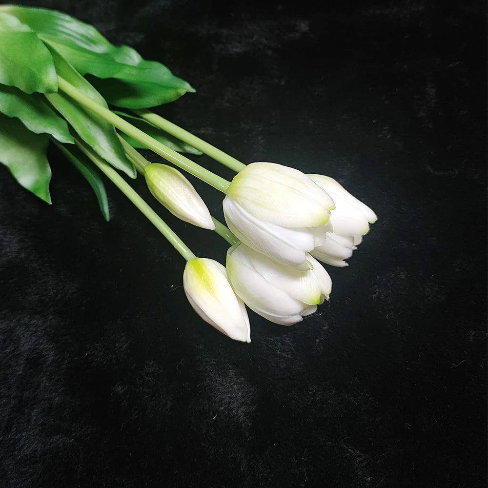 5PCS Real Touch Silicone Tulip Artificial Flower Bouquet Bulk – Latex Faux Tulips