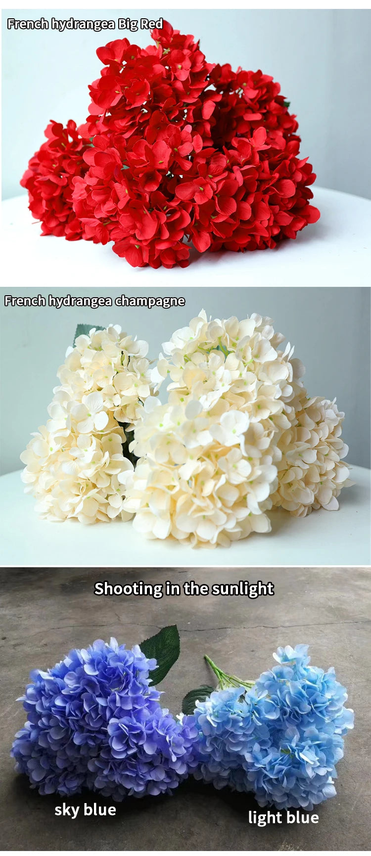 Artificial Hydrangea Bouquet – 5 Heads Silk Flowers