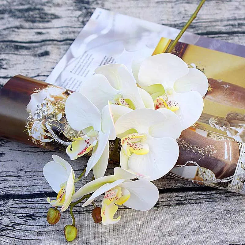 6 Head Silk Faux Butterfly Orchid Flowers