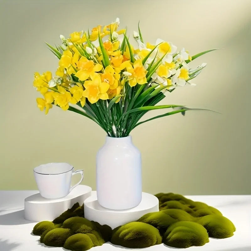 Artificial Daffodil Flowers UV Resistant – Realistic Faux Daffodil Plants Bulk
