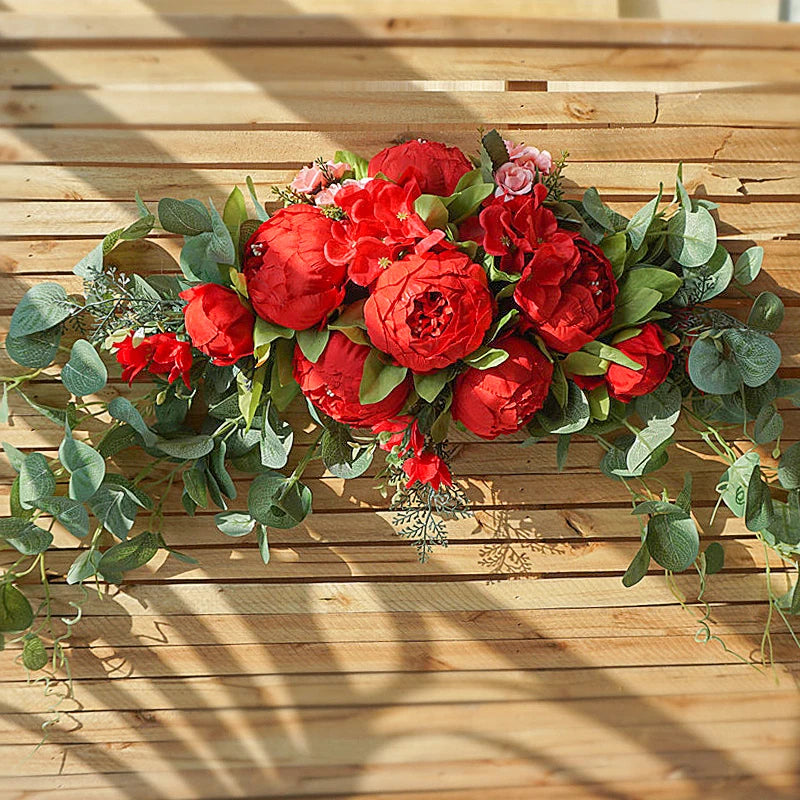 Artificial Champagne Peony & Rose Arch Wreath Bulk – Faux Floral Garland