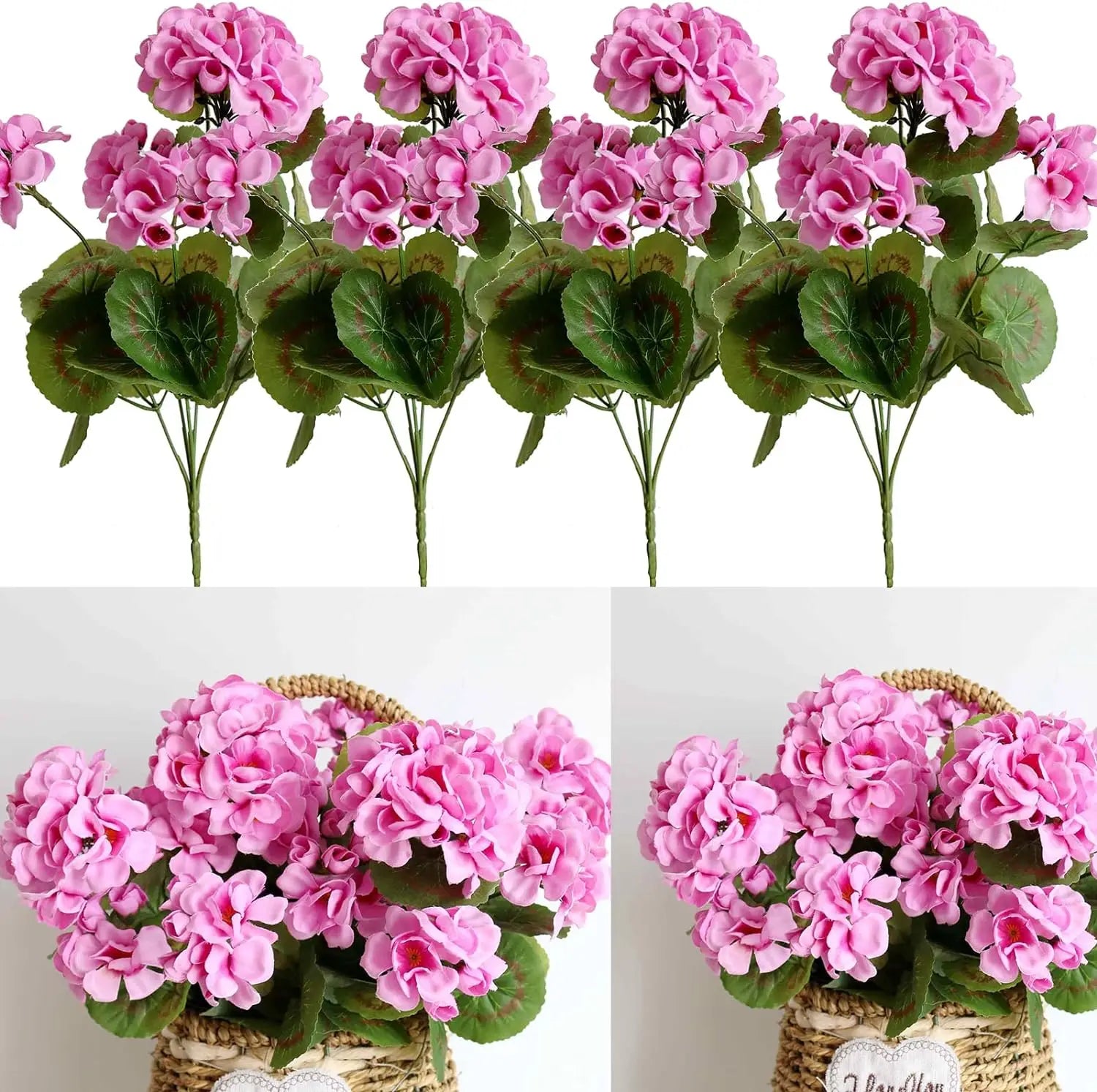 Artificial Geranium Begonia Bulk- Outdoor 4pcs