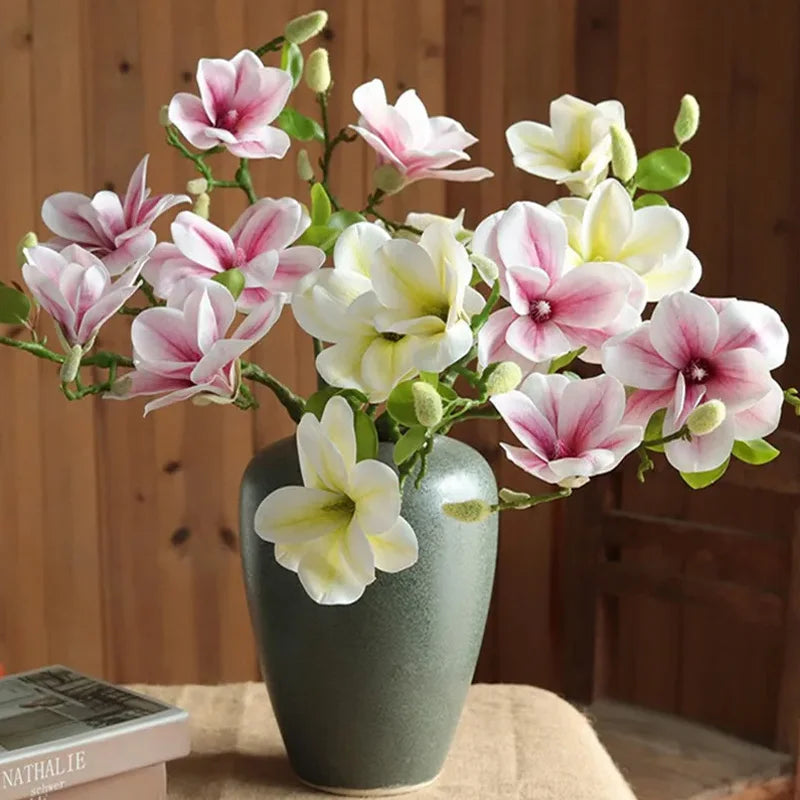 Artificial Magnolia Branch Bulk – 3-Head Real Touch Faux Flowers