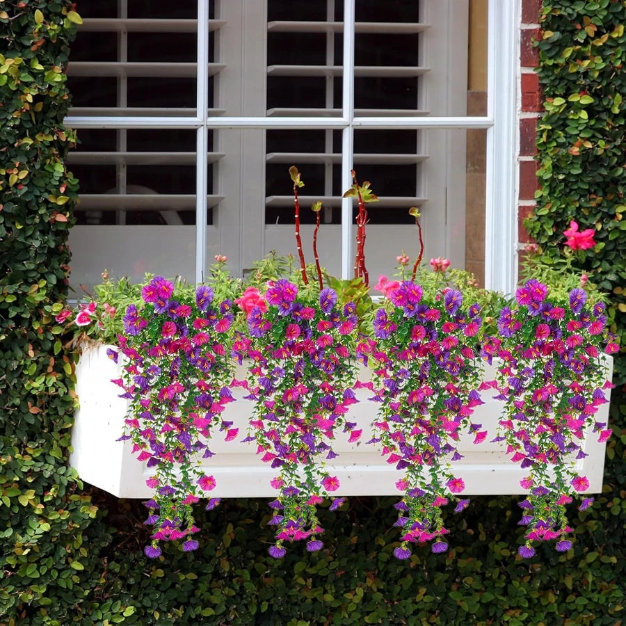 Artificial Morning Glory Flower Vine – Silk Hanging Floral Garland for Wedding Arch, Outdoor Garden Decor, Valentine’s Day Wreath, DIY Home Decorations
