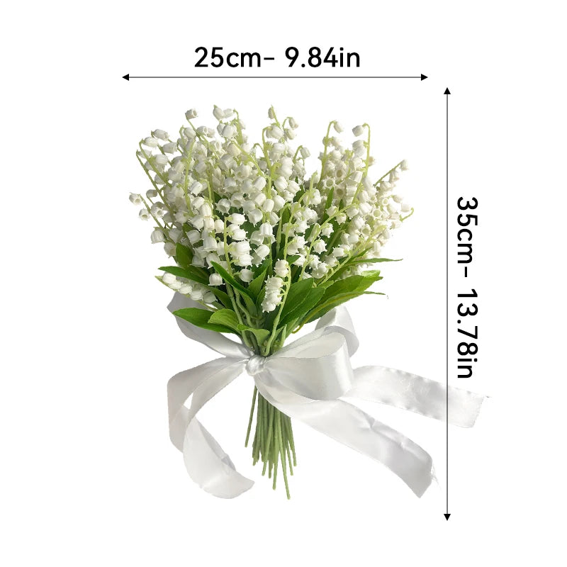 Artificial Lily of the Valley Bouquet Bulk – White Silk Bridal Artificial Bouquet