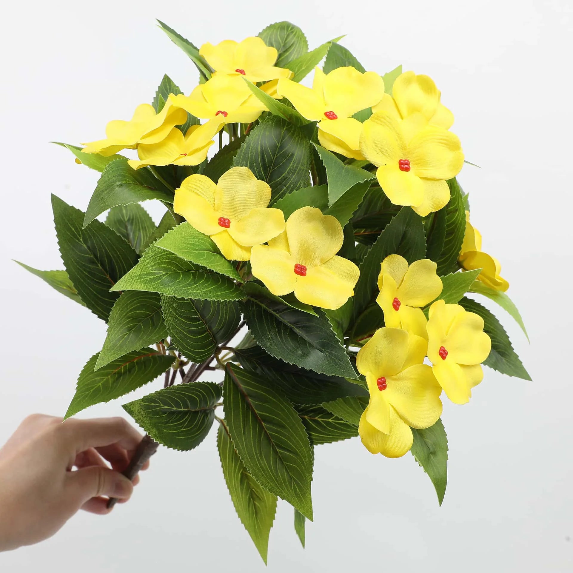 1/2/6PCS Artificial Balsam Flowers – UV Resistant Realistic Silk Faux Flower Stems for Indoor Outdoor Decor, Wedding, Home, Hotel Arrangement
