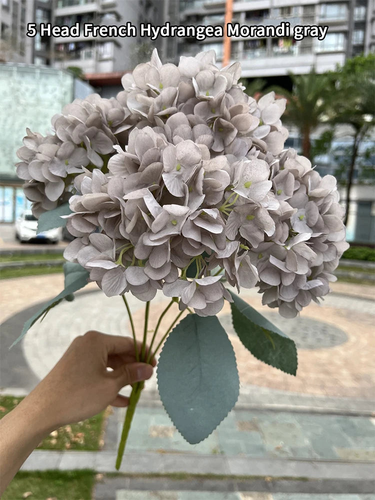 Artificial Hydrangea Bouquet – 5 Heads Silk Flowers