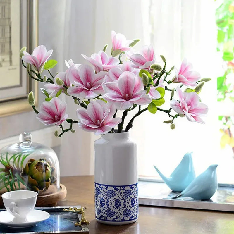 Artificial Magnolia Branch Bulk – 3-Head Real Touch Faux Flowers