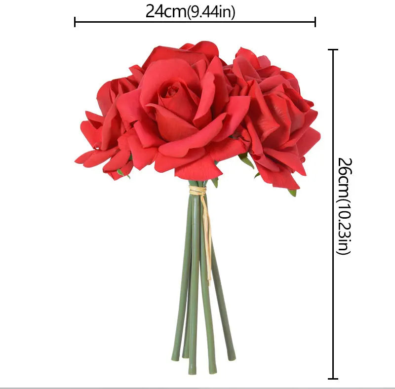 Artificial Rose Bouquet – 5-Head Curled Edge Silk Roses