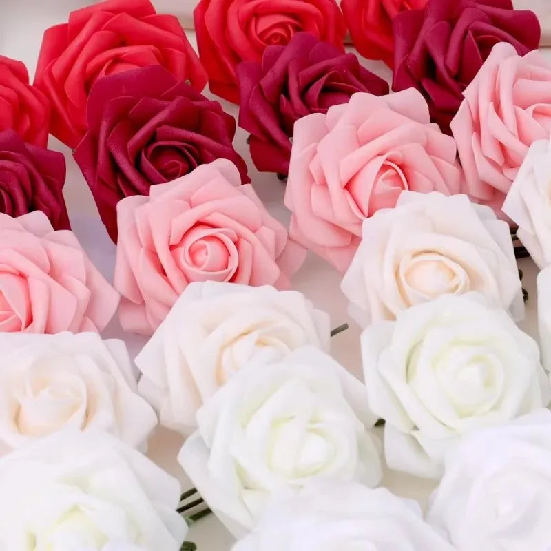 Artificial Red Foam Roses – Velvet DIY Wedding Flower Set