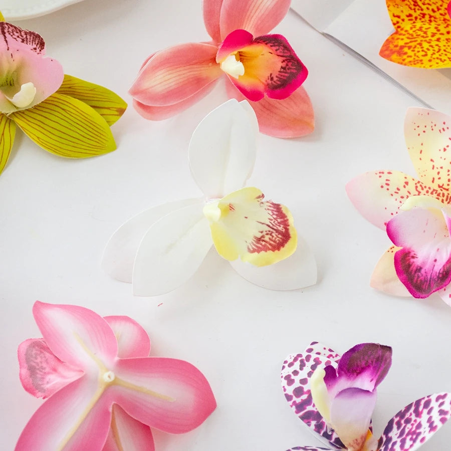 Artificial Orchid Flower Heads (50/100pcs) – Silk