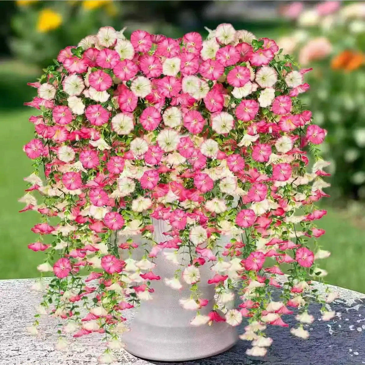 1/10PCS Artificial Morning Glory Hanging Flowers – UV Resistant Faux Petunia Vine Plants for Outdoor Wall, Garden, Porch, Wedding & Home Decor