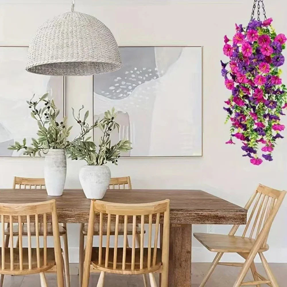 Artificial Hanging Flowers & Plants – UV Resistant Mixed Color Faux Flower Garland for Easter 2025, Wedding Decor, Home, Room & Outdoor Decoration