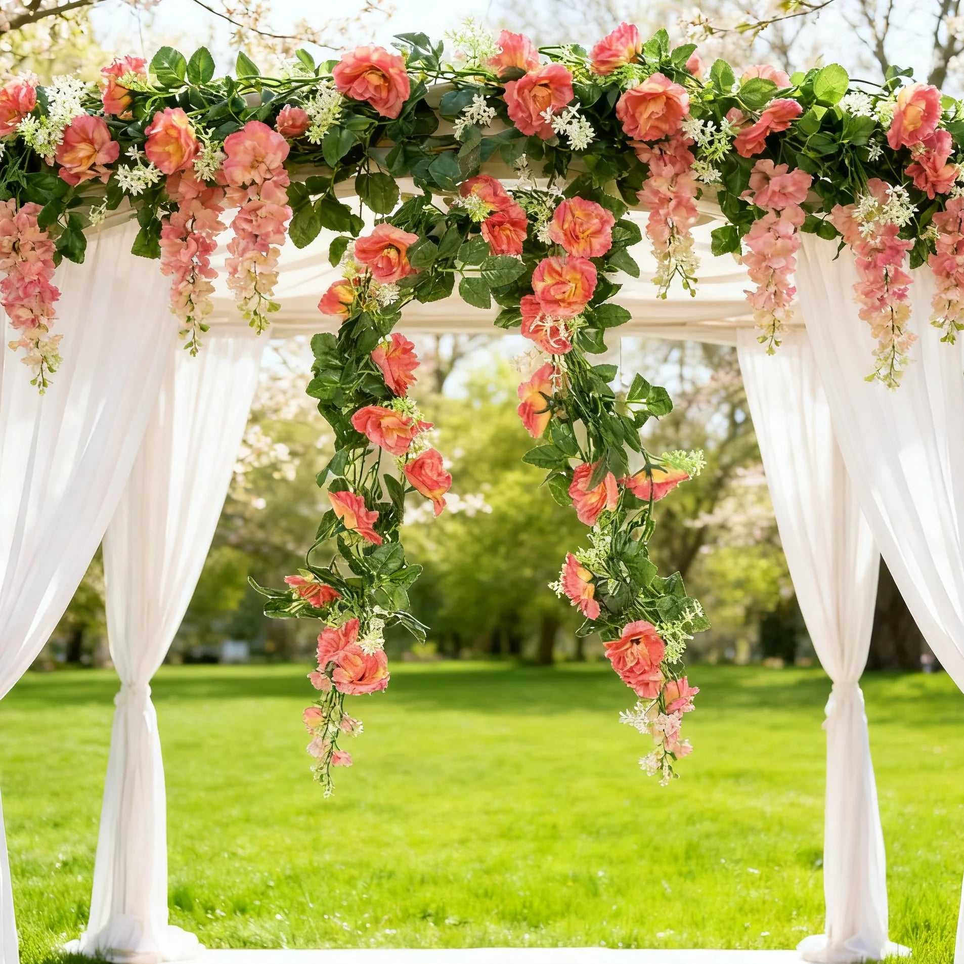 Artificial Rose Vine Silk Garland