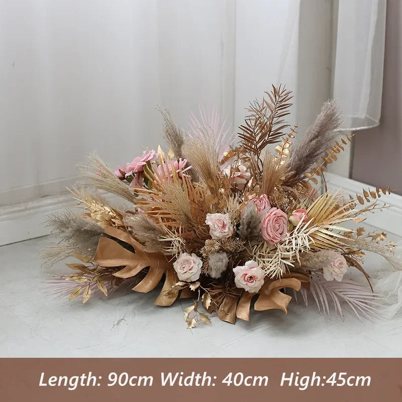 Boho Wedding Arch Flowers Kit Bulk – Pre-Made Pampas Silk Floral Backdrop Set