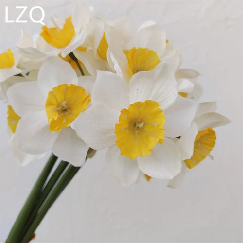 Artificial Daffodil Flower Bouquet – 6PCS Bundle Faux Daffodil Flowers for Wedding Decor, Home Arrangement, Spring Centerpieces & Event Decorations