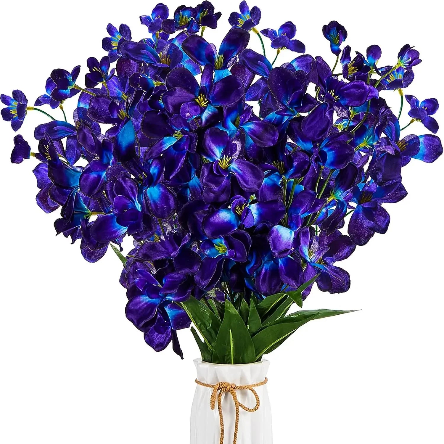 10PCS Artificial Orchid Flowers 27” – Purple Blue Silk Orchid Stems