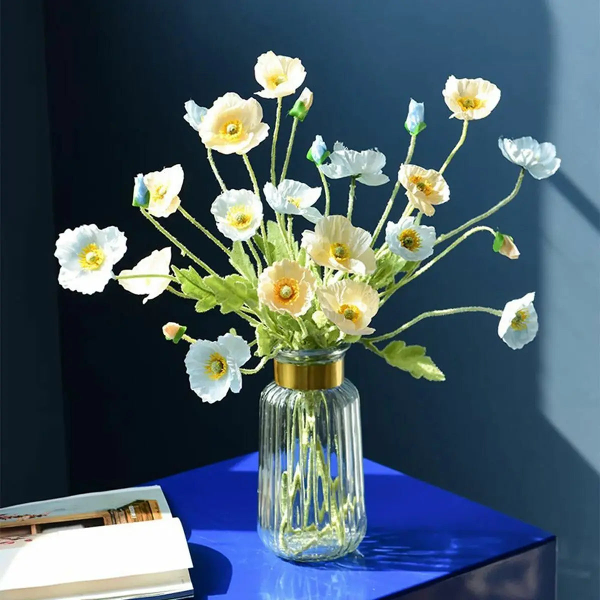 Artificial Poppy Flower Bouquet – 4 Head Silk Faux Poppy Flowers for Home Decor, Wedding Centerpieces, Garden Party Decorations, DIY Floral Arrangements