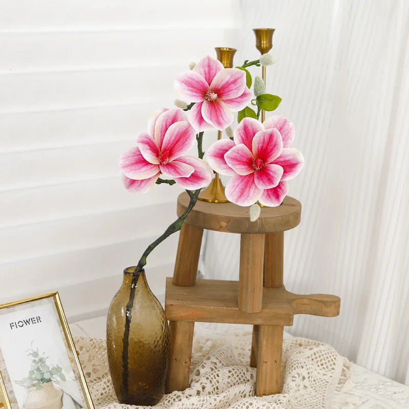 Artificial Magnolia Branch Bulk – 3-Head Real Touch Faux Flowers