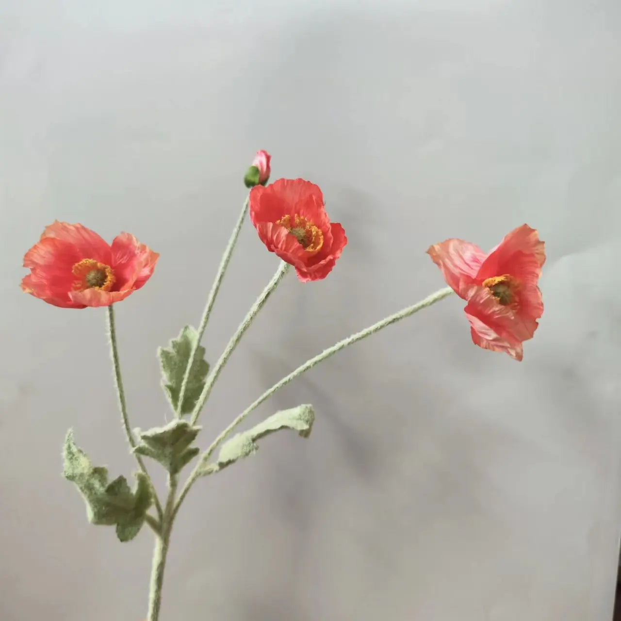Artificial Poppy Flower Bouquet – 4 Head Silk Faux Poppy Flowers for Home Decor, Wedding Centerpieces, Garden Party Decorations, DIY Floral Arrangements