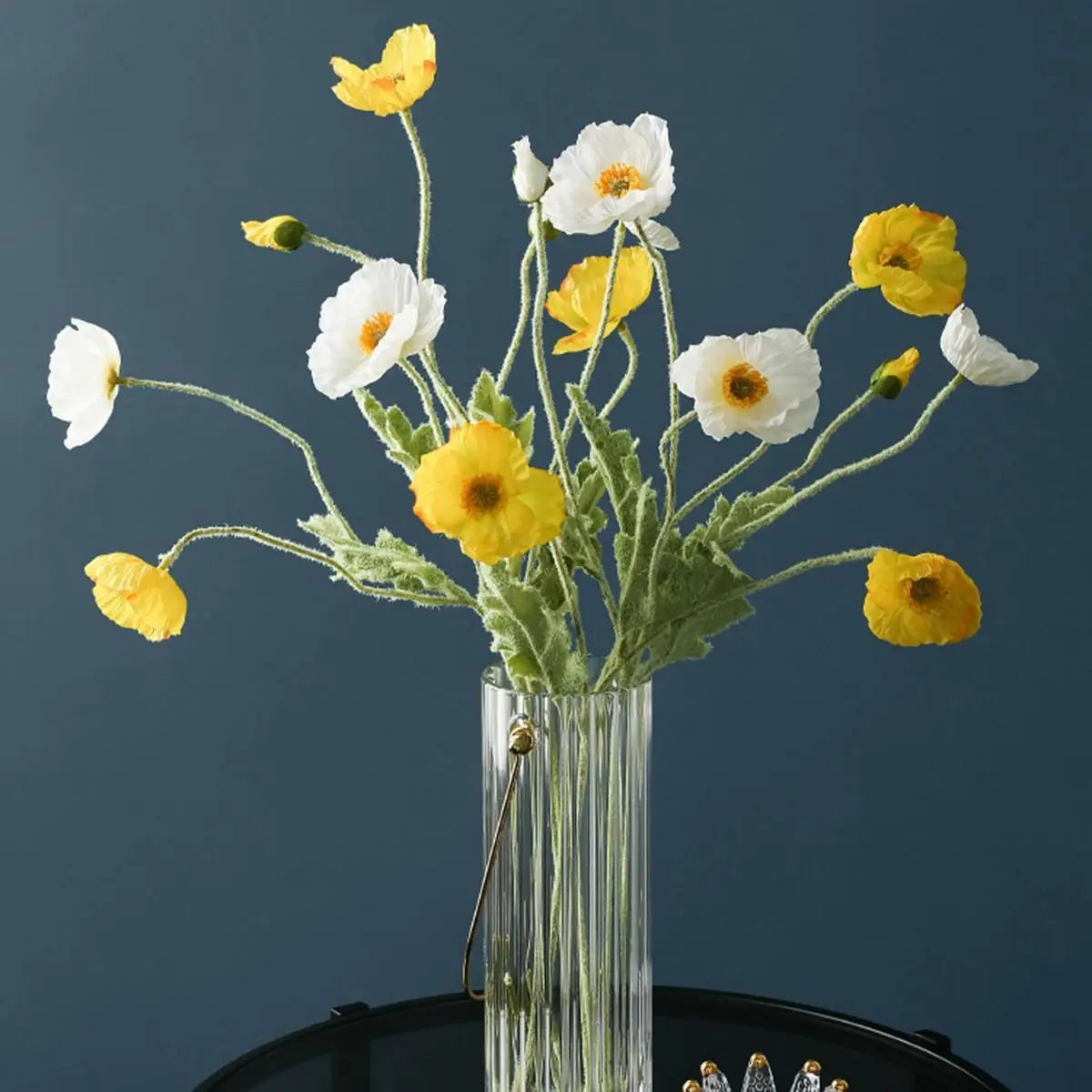 Artificial Poppy Flower Bouquet – 4 Head Silk Faux Poppy Flowers for Home Decor, Wedding Centerpieces, Garden Party Decorations, DIY Floral Arrangements