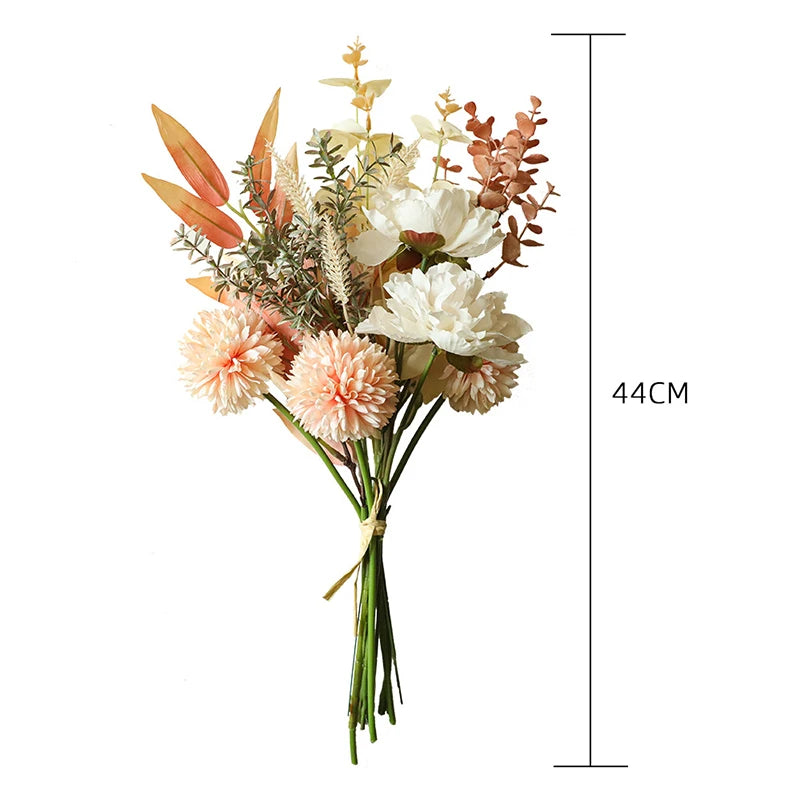 44CM Artificial Dandelion & Peony Bouquet Bulk – Faux Floral Arrangement White Pink