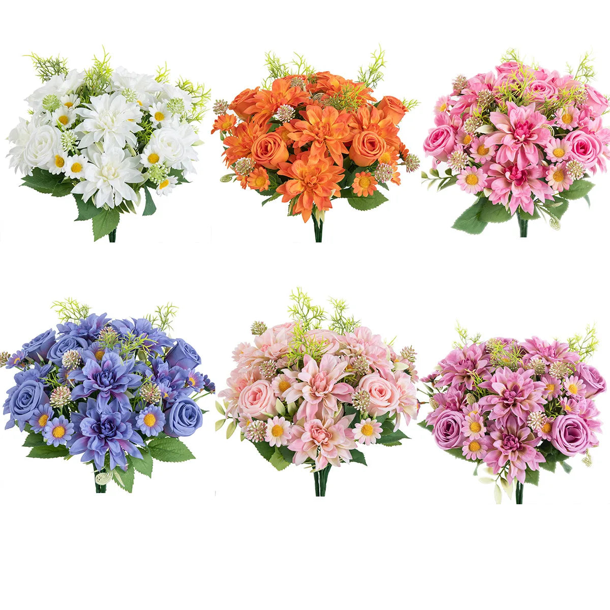 Artificial Dahlia Rose Bouquet – Silk Faux Flowers