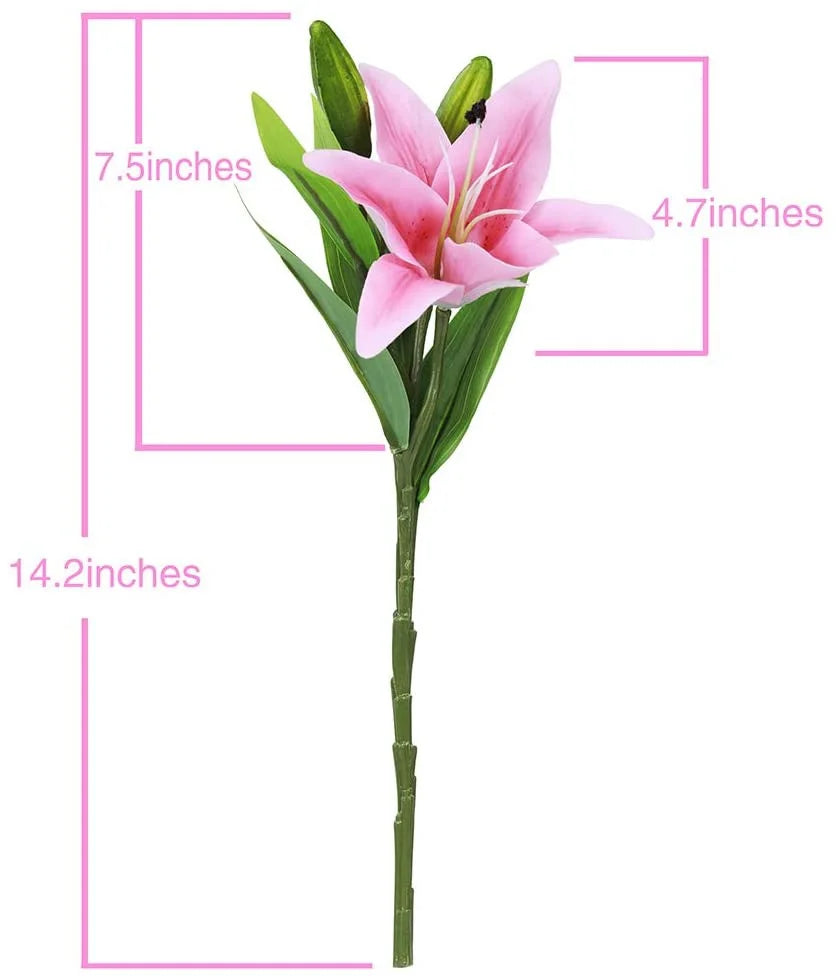 5 Bouquets Artificial Tiger Lily Flowers – Real Touch Faux Lily Bouquets