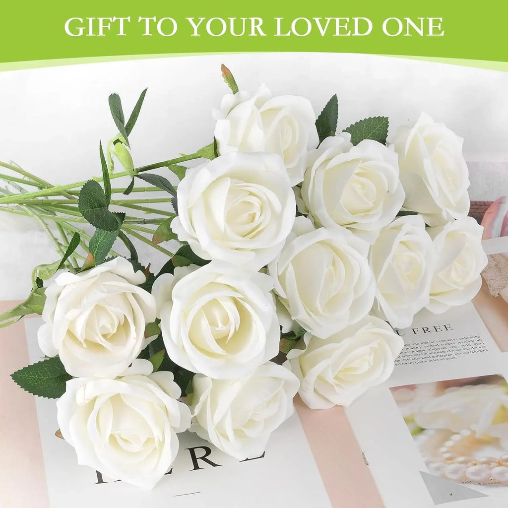 50PCS Bulk Artificial Velvet Roses – Faux Wedding Bouquet Flowers