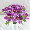 Artificial White Orchid Bouquet – 8PCS Silk Orchid Flowers for Wedding Decor, DIY Floral Arrangements, Vase Centerpieces, Home Desk Decoration
