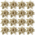 Artificial Poinsettia Flowers Bulk – Red Gold Glitter Christmas Floral