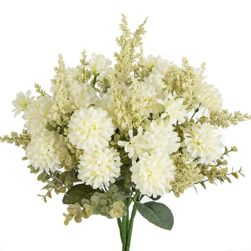 Artificial Lavender Ball Chrysanthemum Bouquet Bulk Arrangement