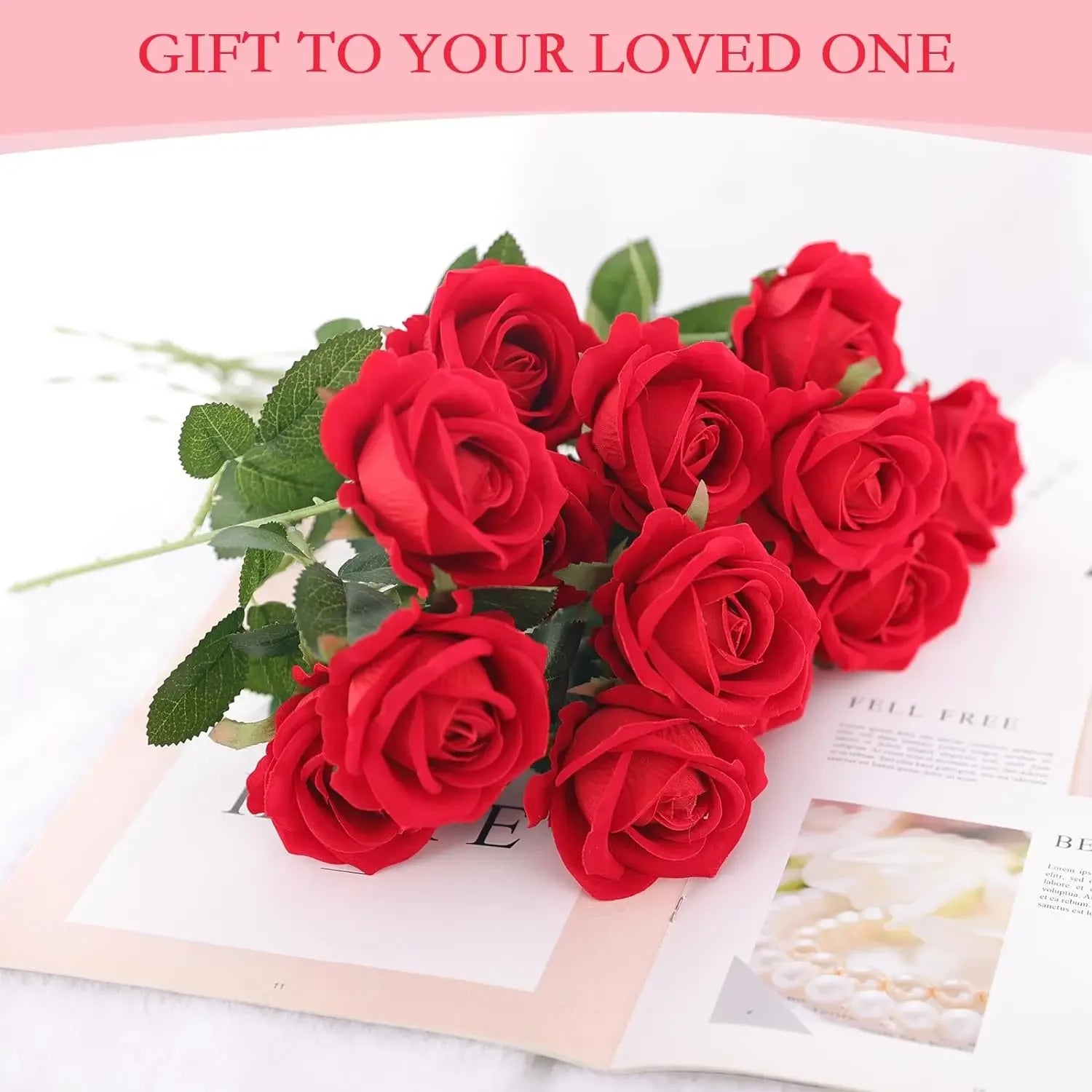 50PCS Bulk Artificial Velvet Roses – Faux Wedding Bouquet Flowers