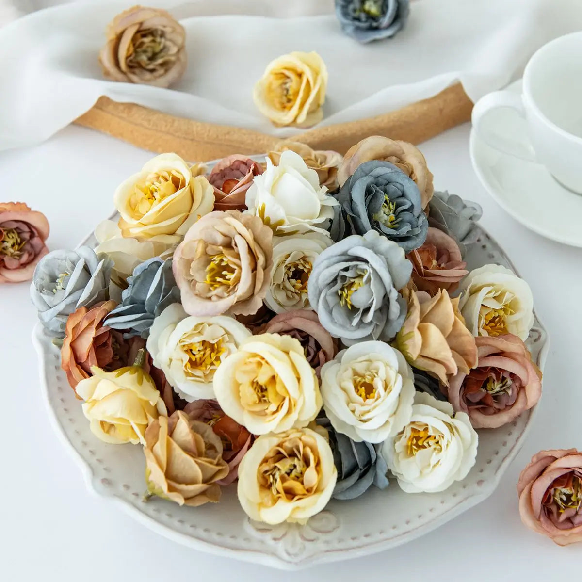 Artificial Rose Flower Heads (5/10pcs) – Silk