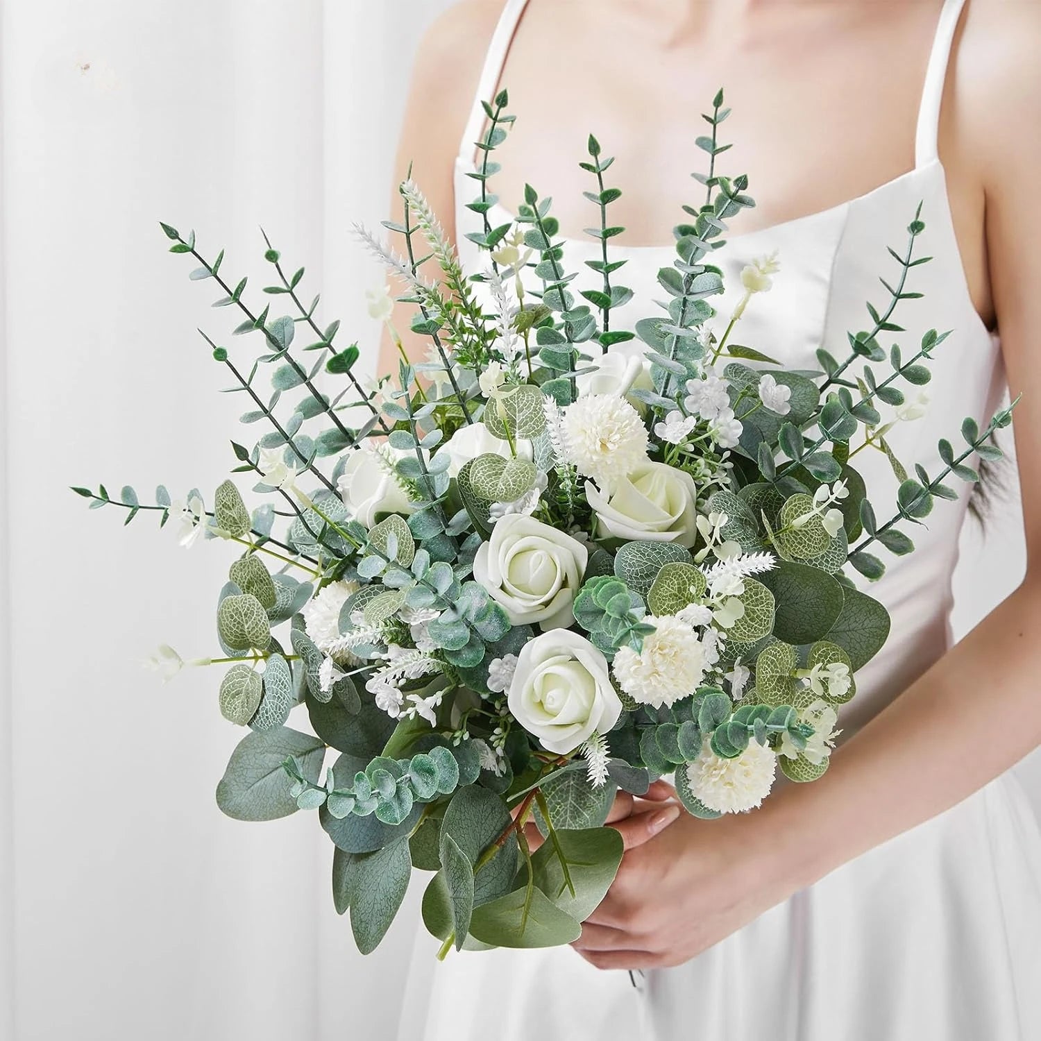 60PCS Artificial Eucalyptus & Silver Dollar Stems Bulk – Artificial Greenery Bouquet