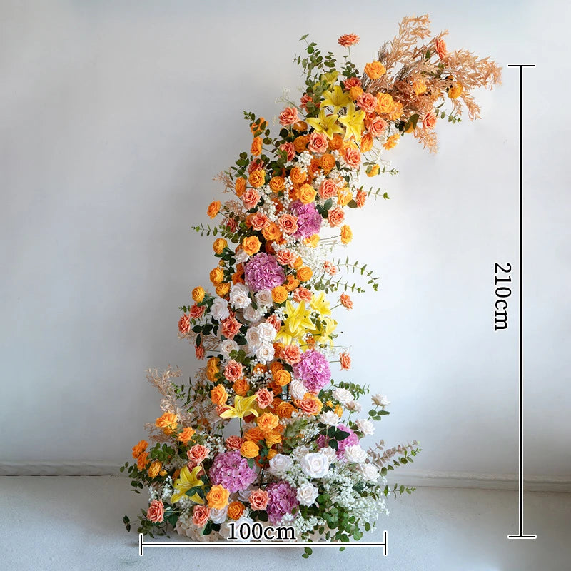Colorful Rose Wildflower Wedding Arch Backdrop Bulk – Silk Floral Row 160–200cm