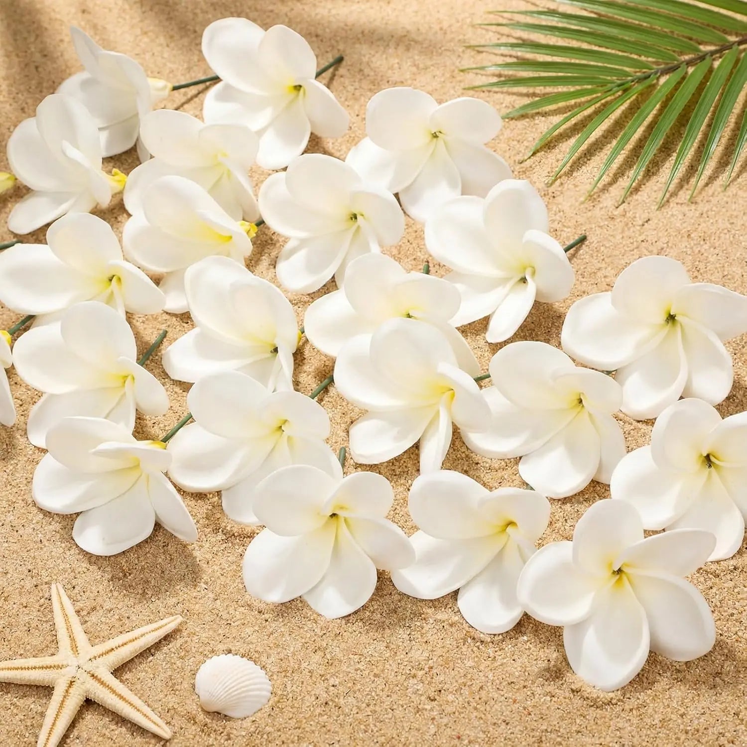 30pcs Hawaiian Plumeria Frangipani PU Artificial Flowers – Tropical DIY
