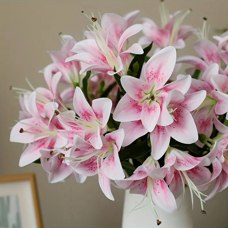 10 Head Artificial Lily Flower Branch – Silk Faux Lily
