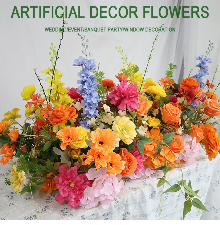 Artificial Rose & Delphinium Arch Arrangement Bulk – Silk Floral Backdrop Row