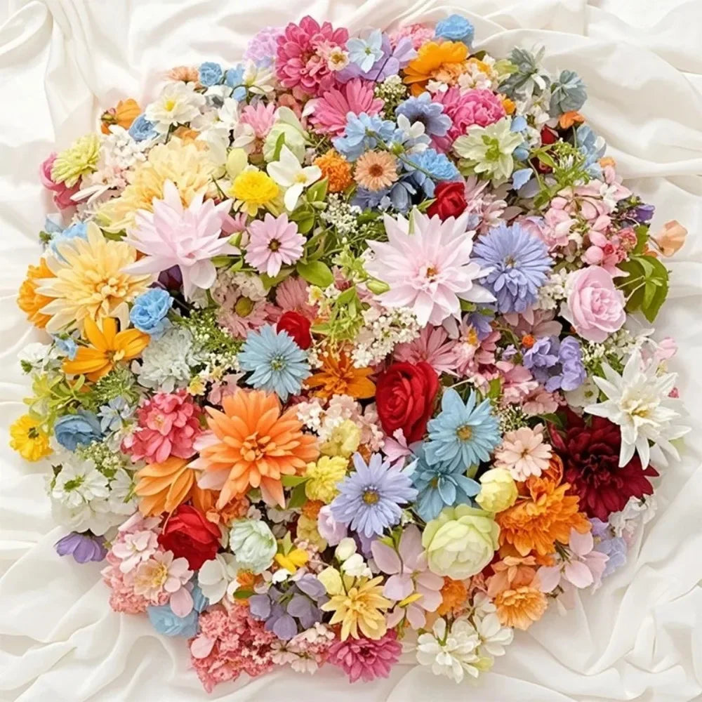 20/52PCS Mixed Artificial Silk Flower Heads Bulk – Realistic Faux Rose Set
