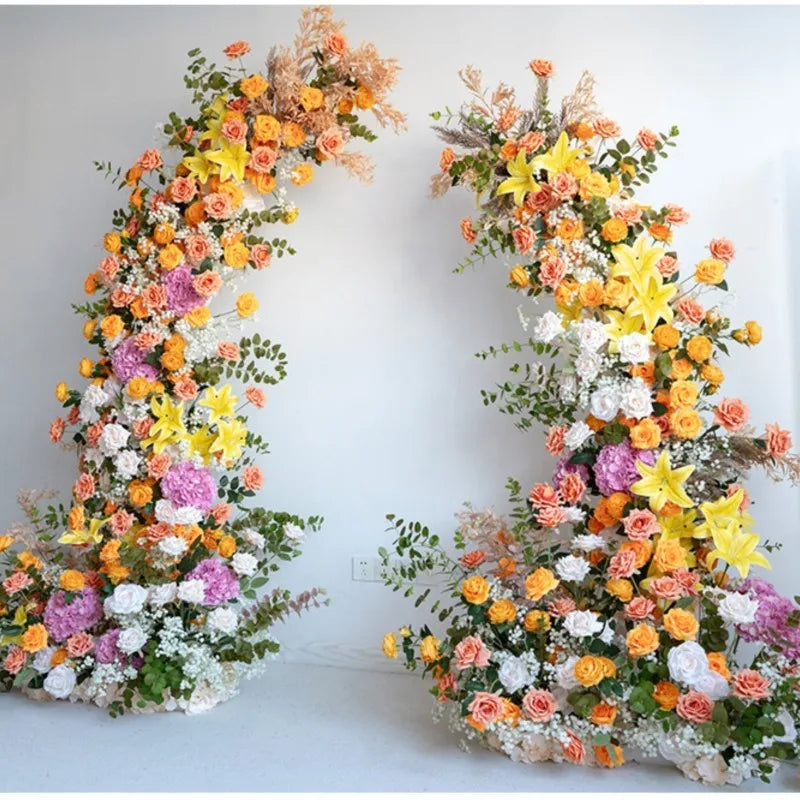 Colorful Rose Wildflower Wedding Arch Backdrop Bulk – Silk Floral Row 160–200cm