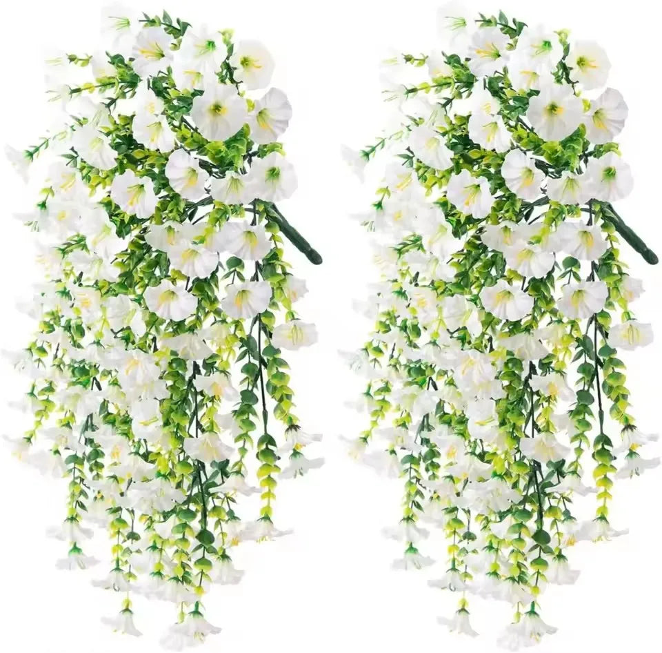 1/10PCS Artificial Morning Glory Hanging Flowers – UV Resistant Faux Petunia Vine Plants for Outdoor Wall, Garden, Porch, Wedding & Home Decor