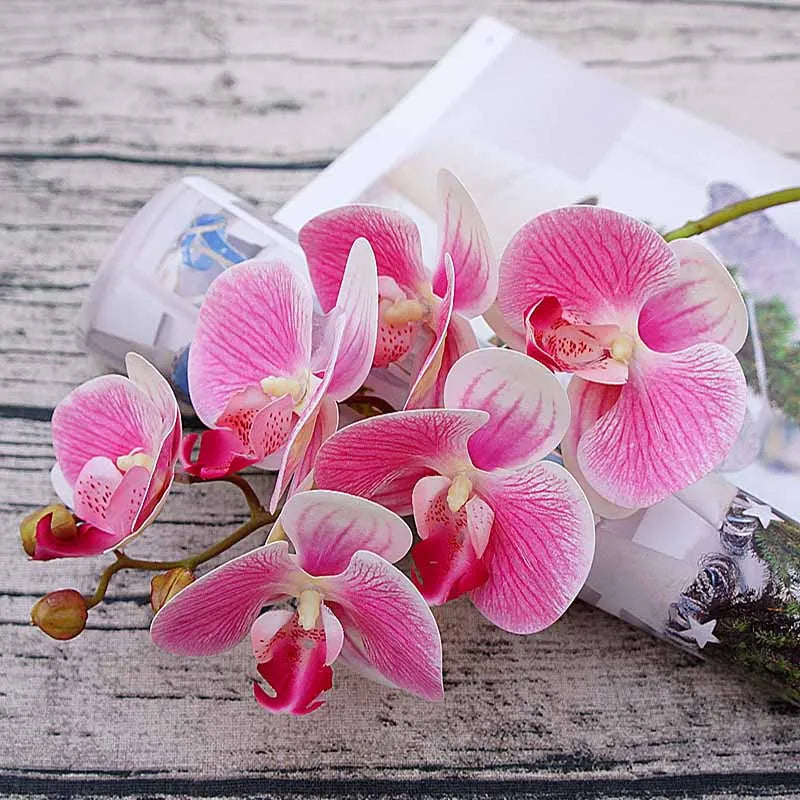 6 Head Silk Faux Butterfly Orchid Flowers