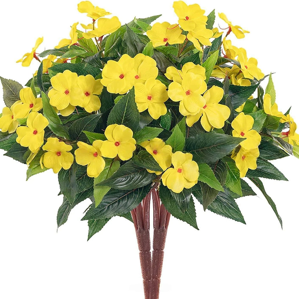 1/2/6PCS Artificial Balsam Flowers – UV Resistant Realistic Silk Faux Flower Stems for Indoor Outdoor Decor, Wedding, Home, Hotel Arrangement